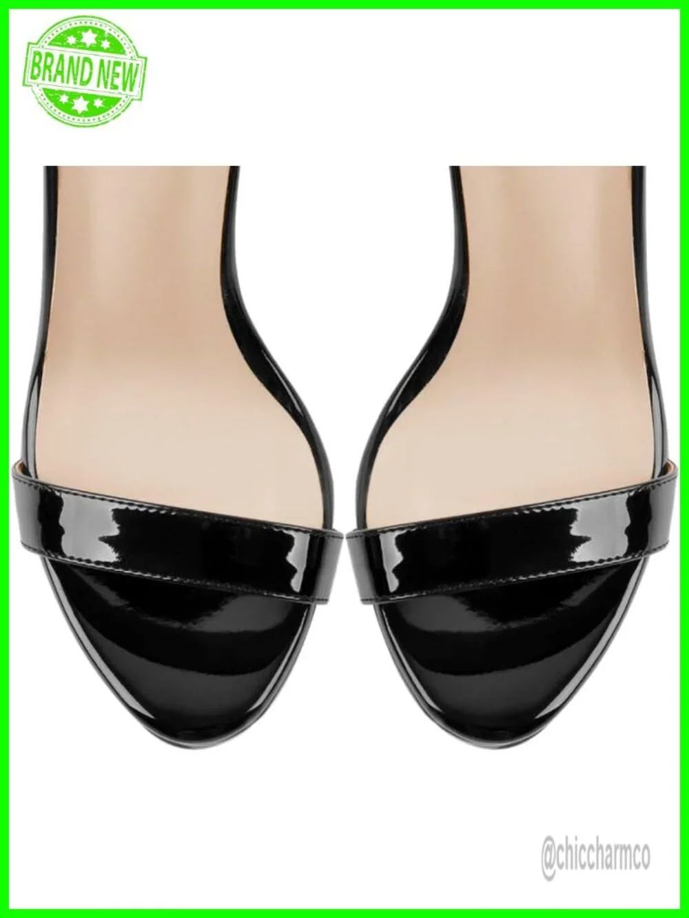 Patent Leather Platform Stiletto Sandals, Open Toe Ankle Strap High Heels for
